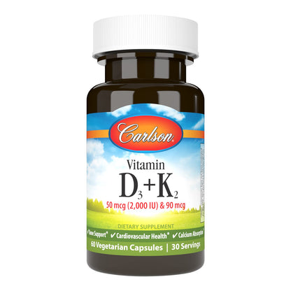 Carlson vitamina d3 y k2 60 cápsulas frasco