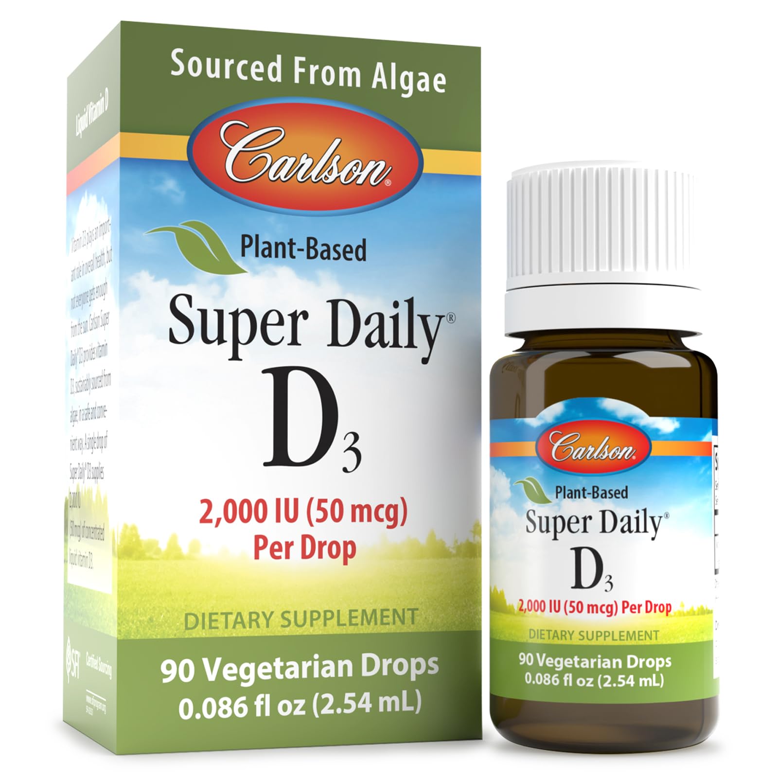 Carlson vitamina d3 vegetal 2000 iu gotas presentación líquida