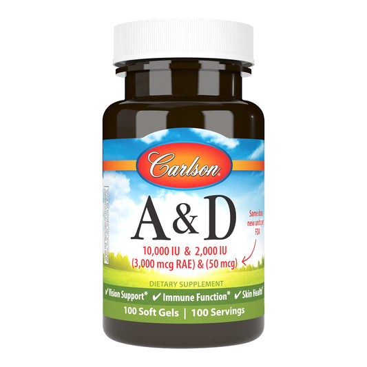 Carlson vitaminas A y D cápsulas blandas para piel y visión