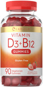 Carlyle gomitas vitamina d3 b12 sabor fresa 90 unidades