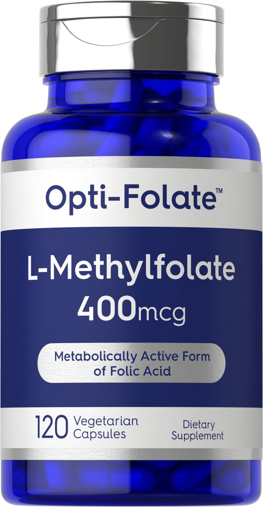 Frasco de Carlyle L Metilfolato 400mcg 120 cápsulas sin gluten