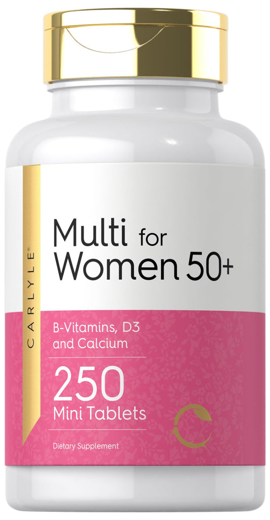 Botella de multivitaminas para mujeres mayores de 50 años Carlyle 250 tabletas
