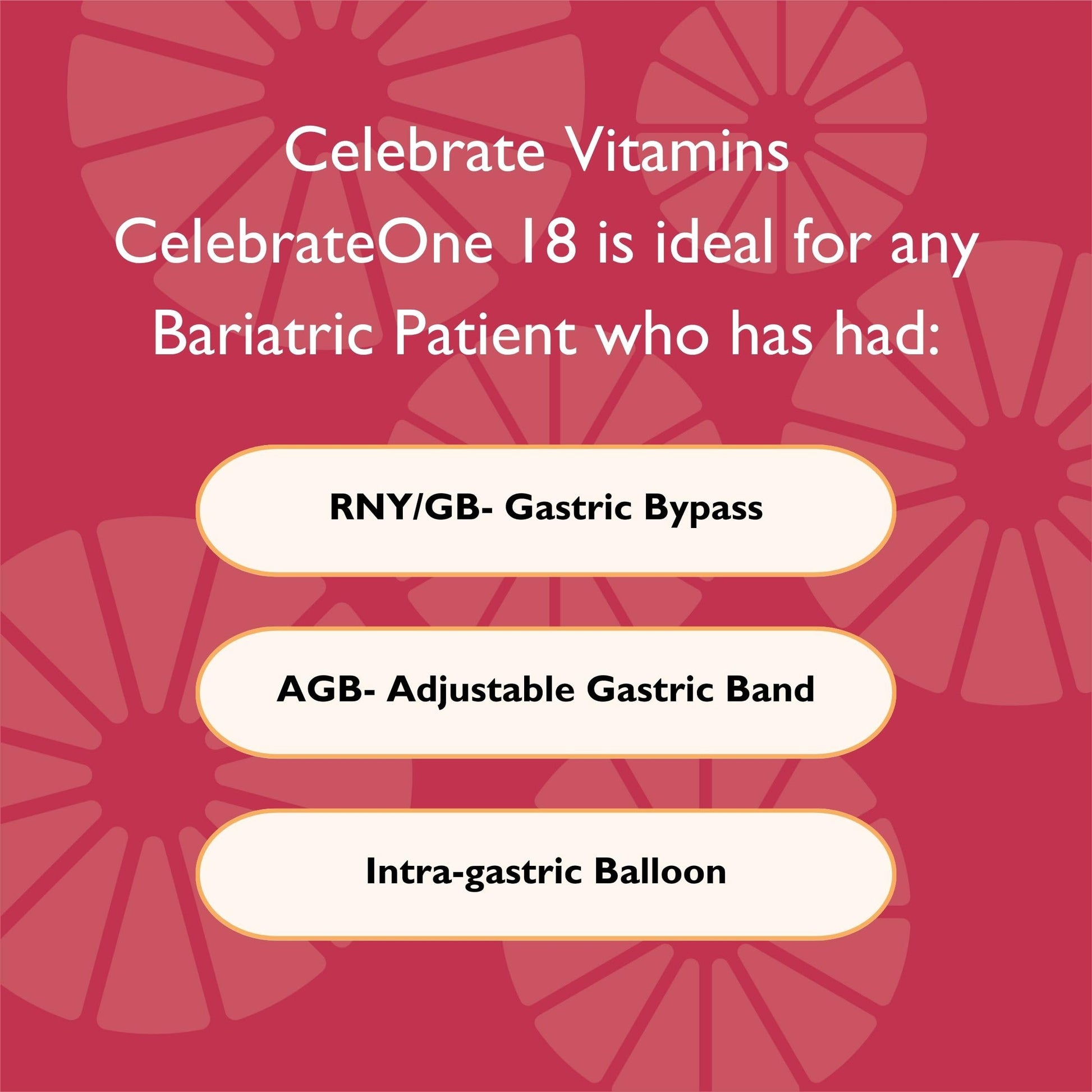 Celebrar vitaminas para pacientes bariátricos