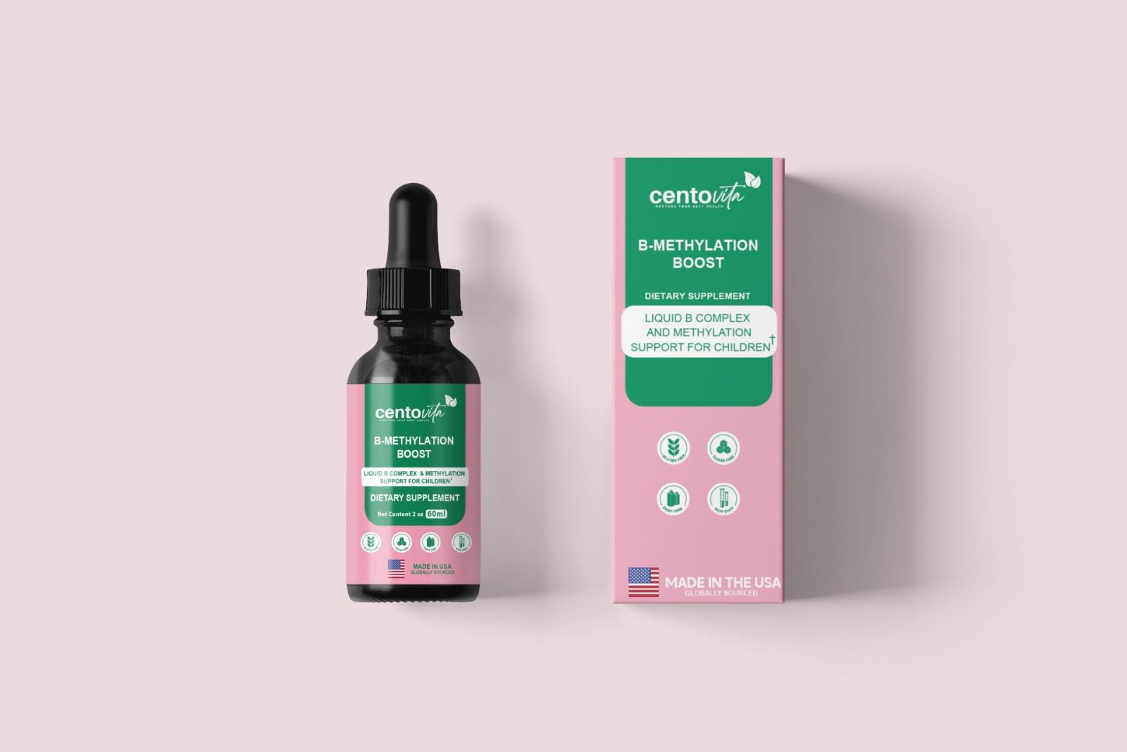 Botella de centovita B-Methylation Boost para niños sabor berries