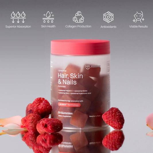 Cerca de gomitas Haroutine sabor frambuesa y rosa para uñas fuertes