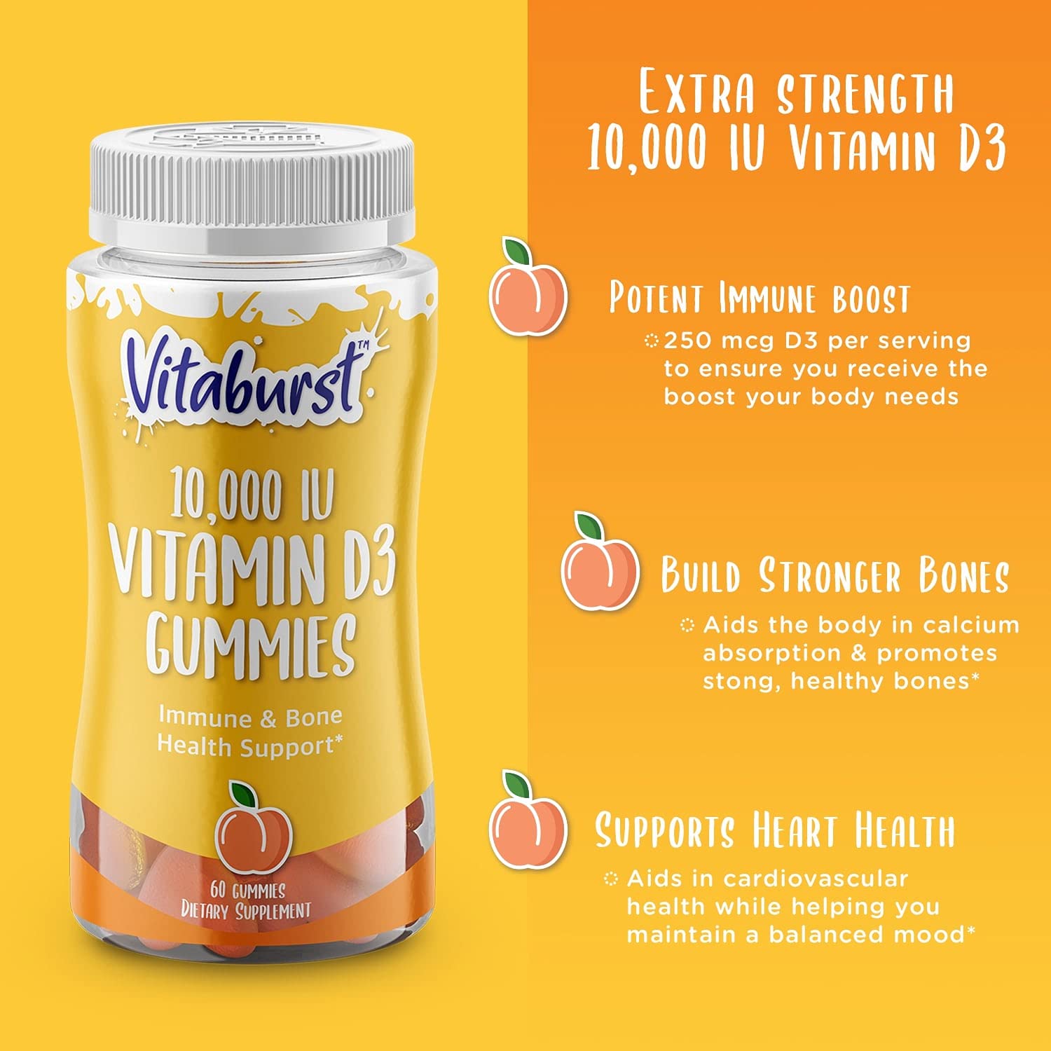Cerca de gomitas VITABURST vitamina D3 sabor durazno