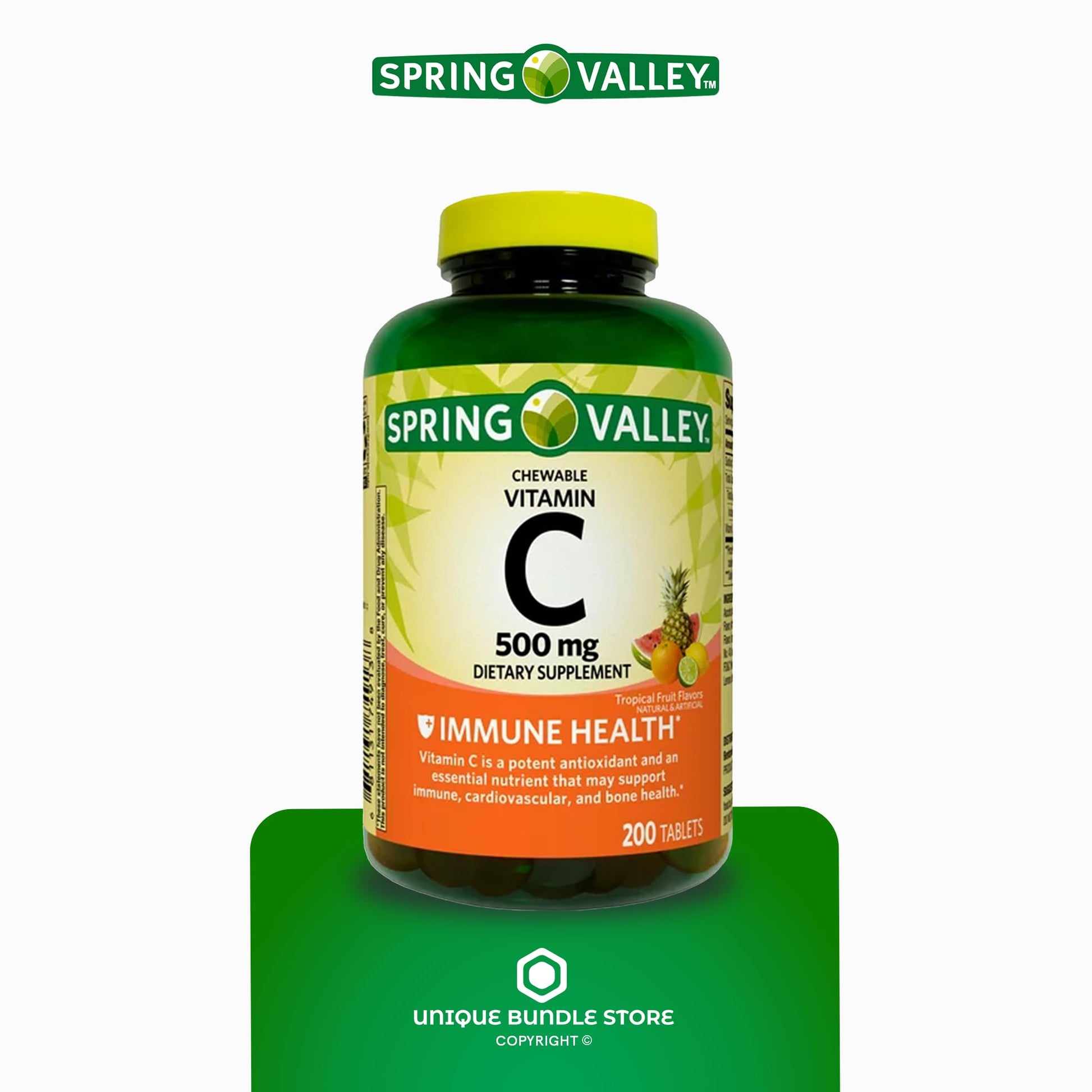 Cerca de tabletas vitamina C masticables sabor tropical