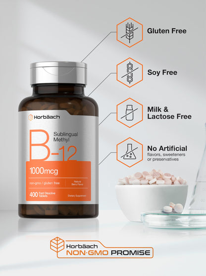 Cerca tabletas vitaminas B12 Horbaach sabor berry