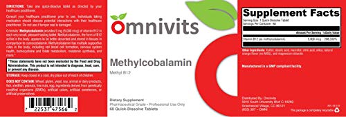 Vista cercana metilcobalamina omnivits vitamina b12 5000 mcg