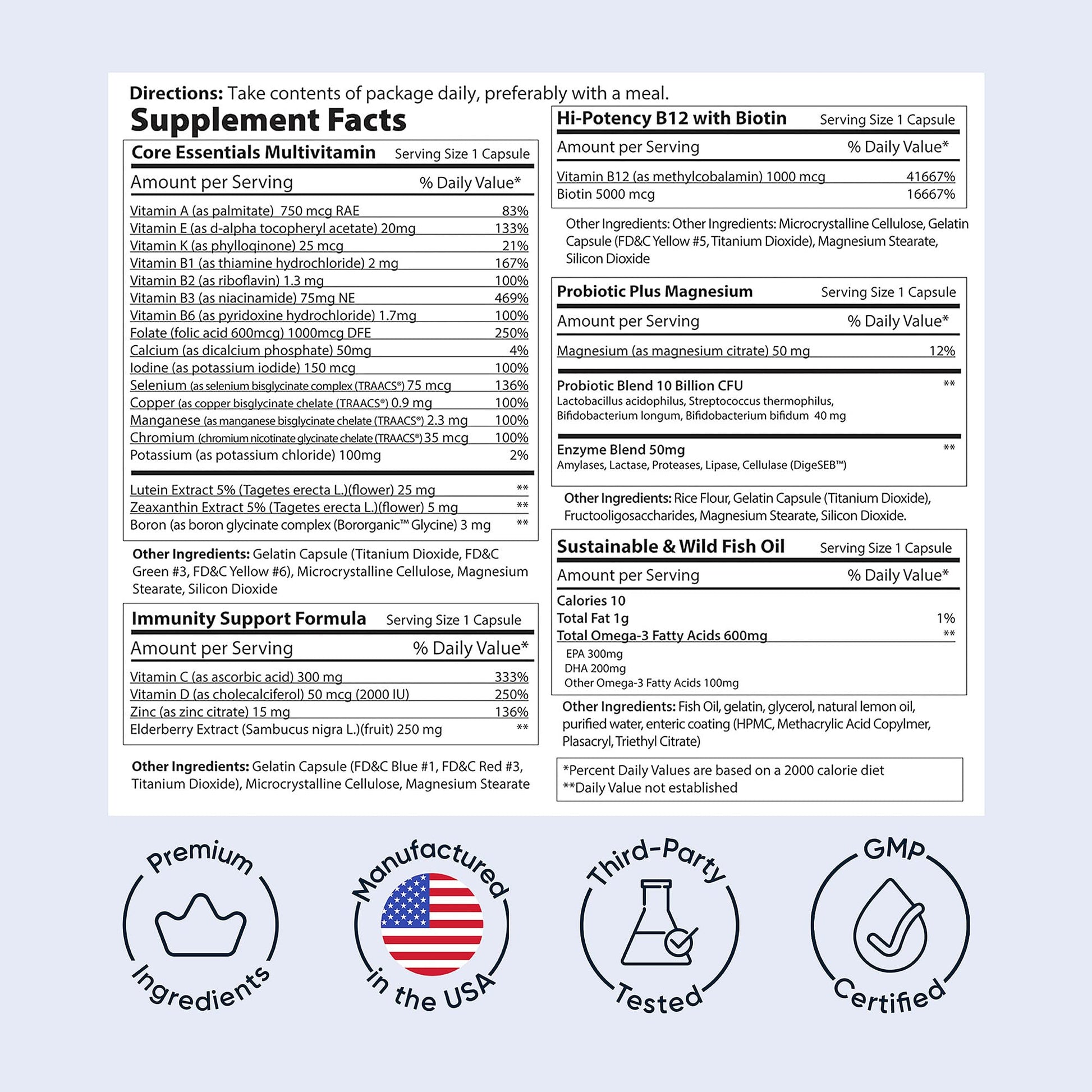 Certificación de ingredientes premium en Planet 3 Vitamin Packs