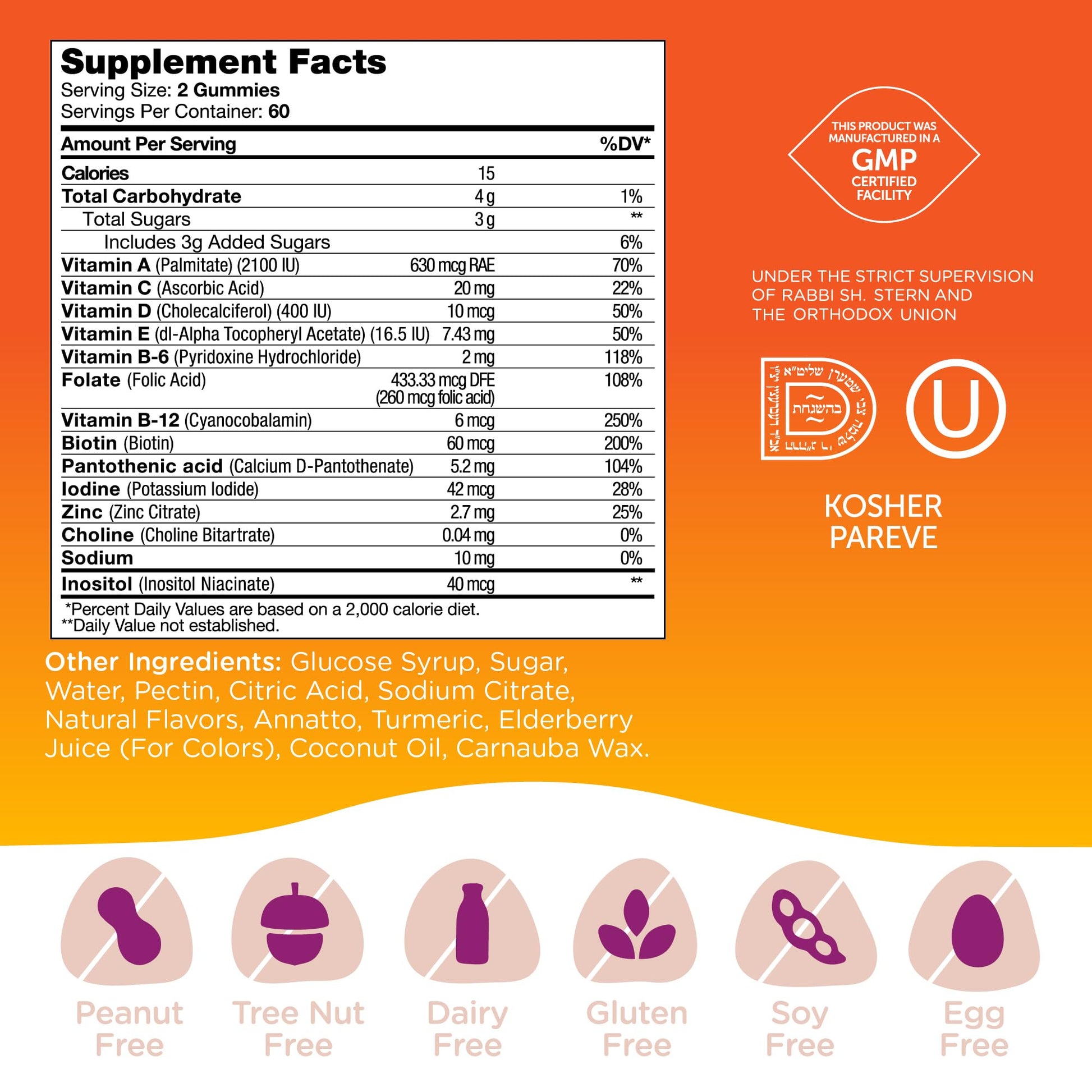 Certificación Kosher gominolas multivitamínicas niños Chapter One