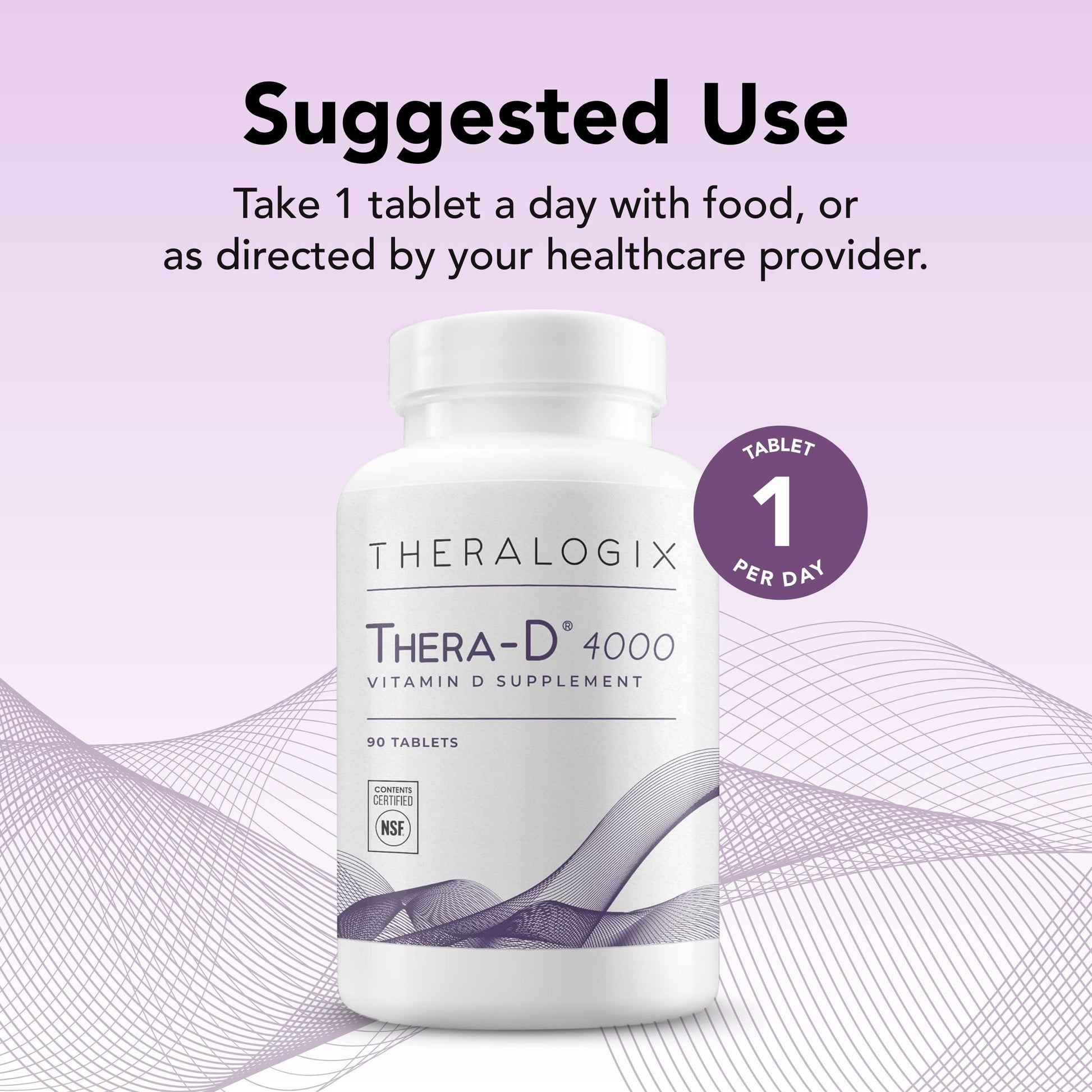 Certificación NSF y etiqueta suplemento Theralogix 4000 IU