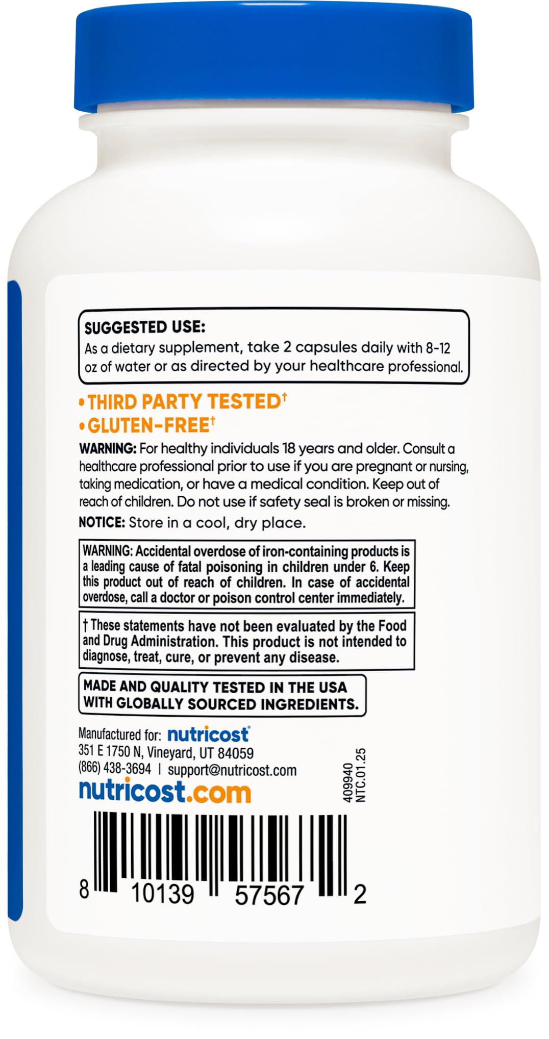 Certificaciones de calidad del multivitamínico Nutricost