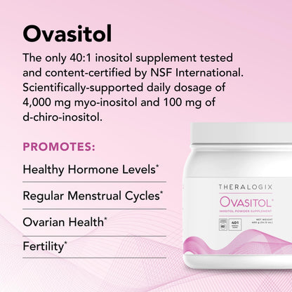 Certificado NSF Theralogix Ovasitol polvo inositol mujer