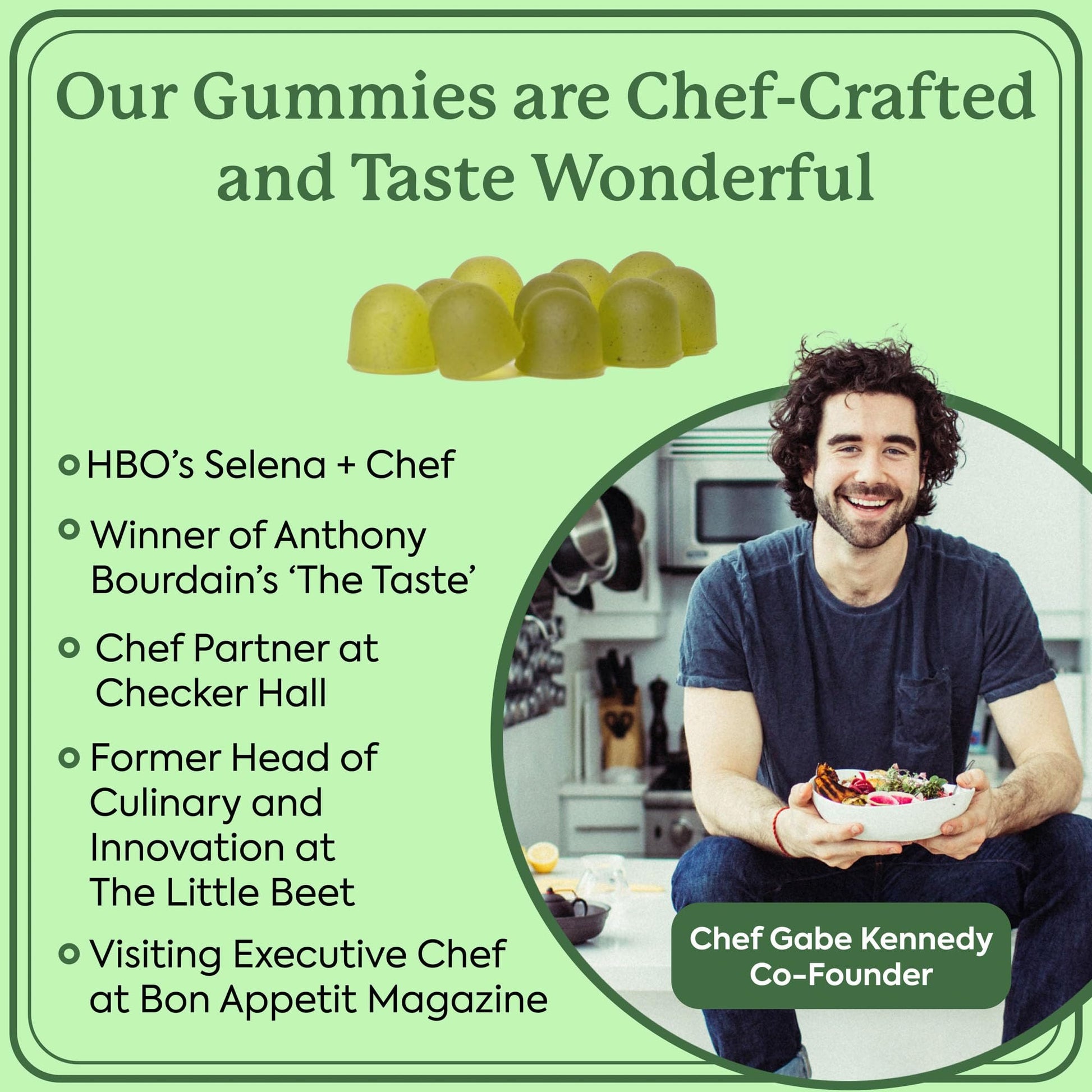 Imagen del chef detrás de las gomitas WonderGreens.