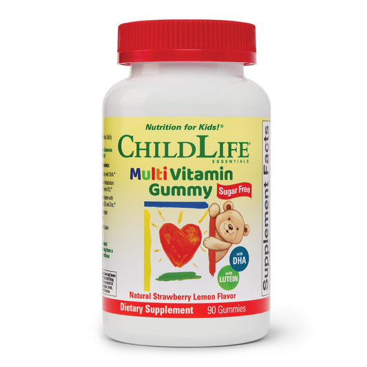 Botella Childlife Essentials gomitas vitamínicas sin azúcar para niños sabor fresa