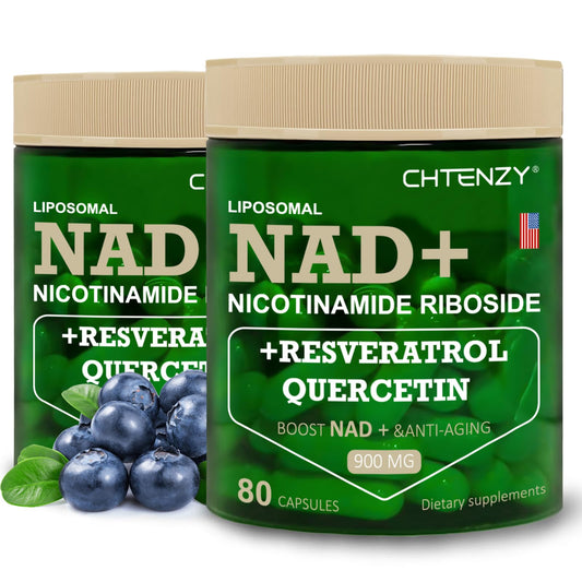 Botellas de suplemento liposomal NAD+ CHTENZY 900mg para mujeres paquete de 2