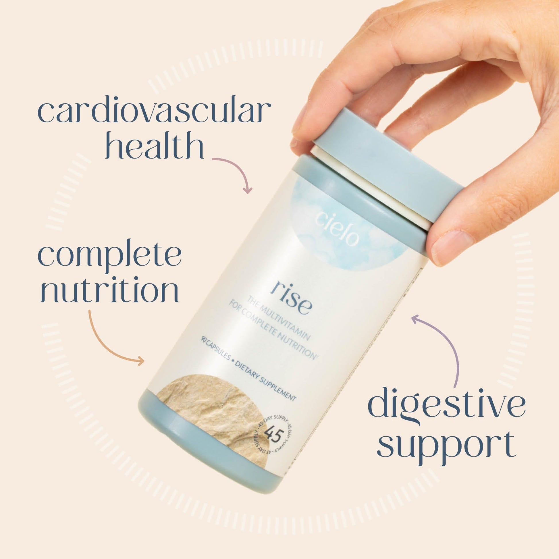 Cielo Rise vitaminas con magnesio y Zinc.