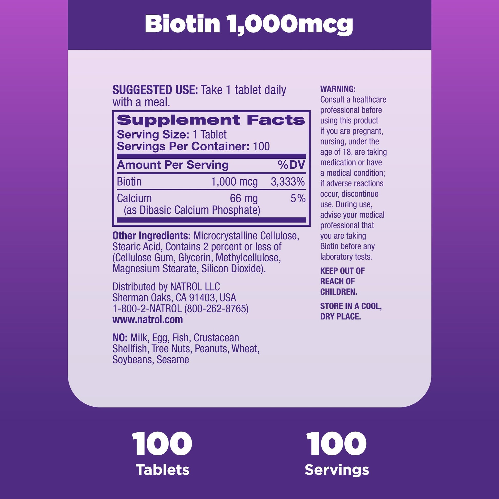 Cierre seguro botella Natrol Beauty Biotina