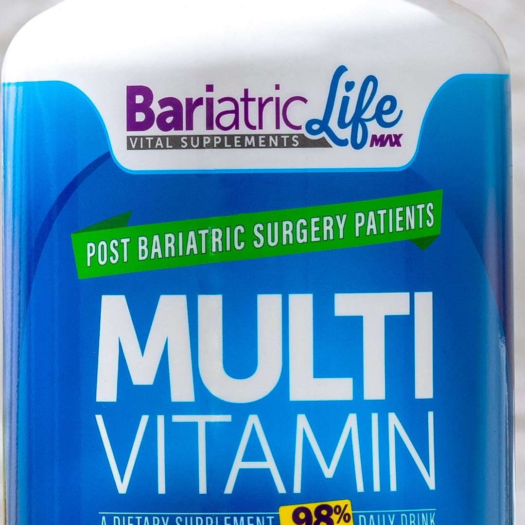 Close-up de botella de multivitamínico bariátrico para hombres.