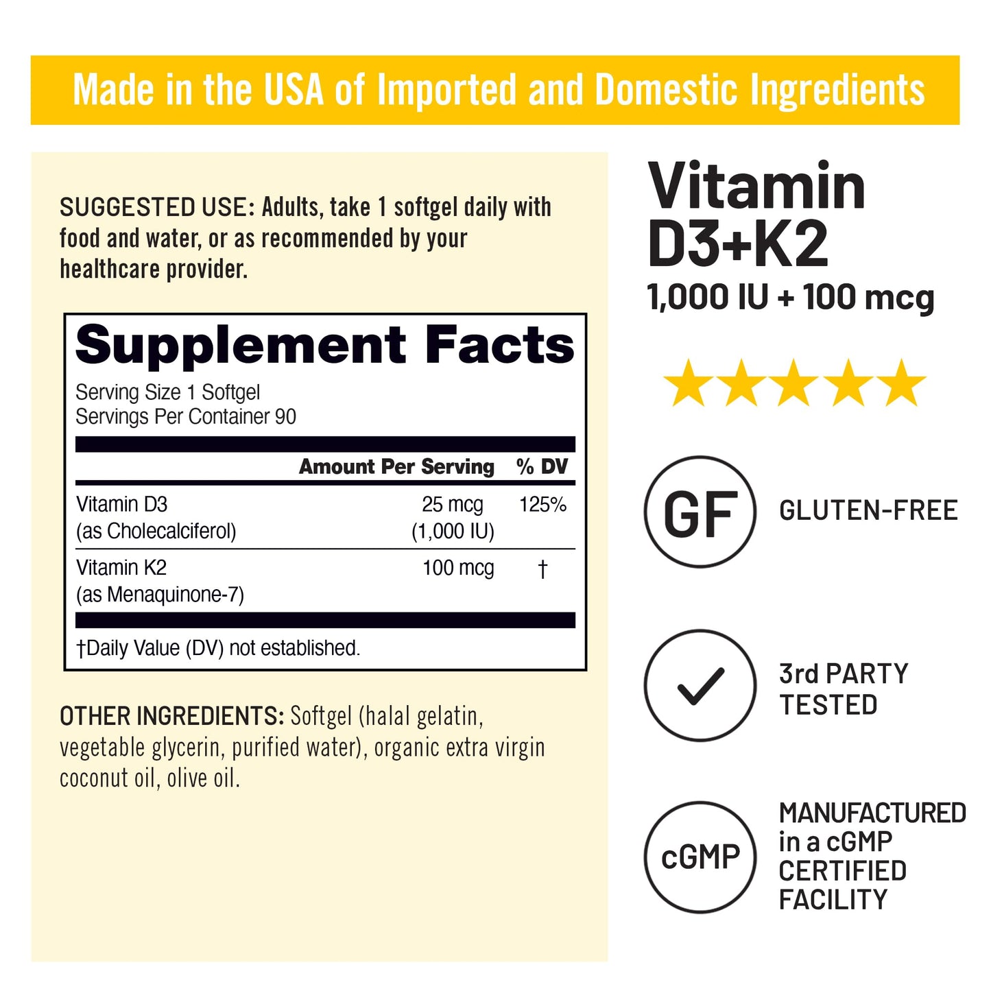 Close up de softgel vitamina d3 k2 NatureWise