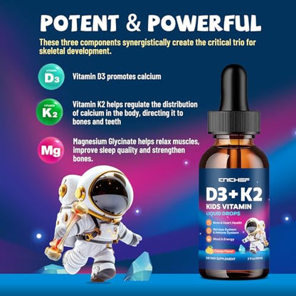 Detalle de ingredientes CNCHEF gotas vitamina D3 K2 para niños