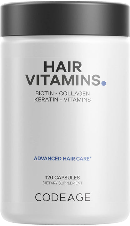 Frasco de vitaminas para cabello Codeage 120 cápsulas