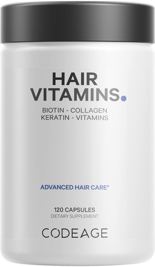 Frasco de vitaminas para cabello Codeage 120 cápsulas