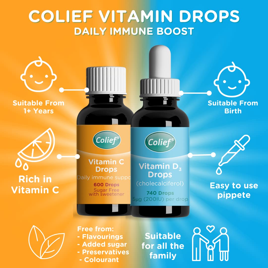 Colief gotas vitamina D3 para absorción y salud ósea infantil