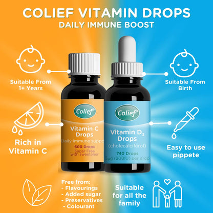 Colief gotas vitamina D3 para absorción y salud ósea infantil