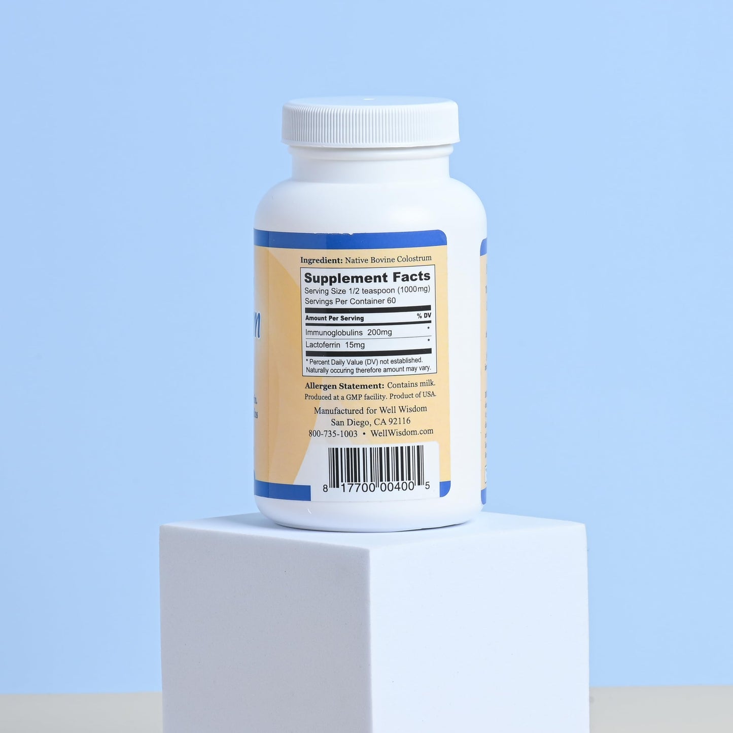 Colostro Bioactivo con hechos de suplemento