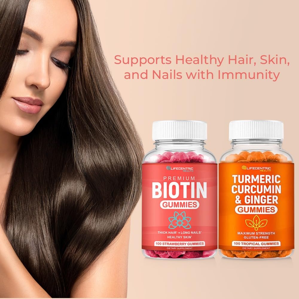 Caja combo gomitas de biotina y cúrcuma natural para bienestar