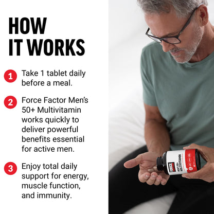 Cómo funciona el multivitamínico Force Factor para hombres 50+.