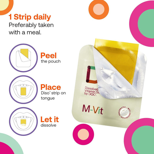 Modo de uso de las tiras multivitamínicas DISO M-VIT