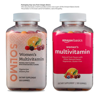 Comparación envases multivitaminas Solimo y Amazon Basics