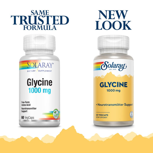 Comparación envases Solaray L-Glycine nuevo y viejo