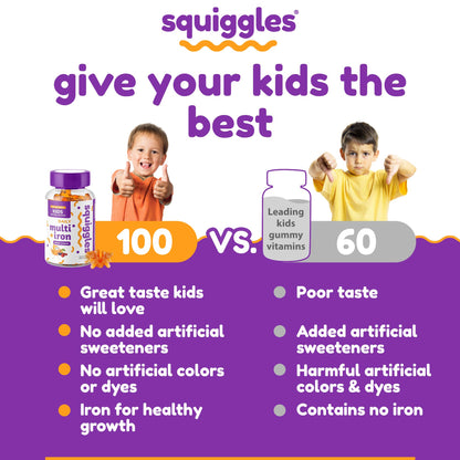 Comparación de gomitas vitamínicas Squiggles