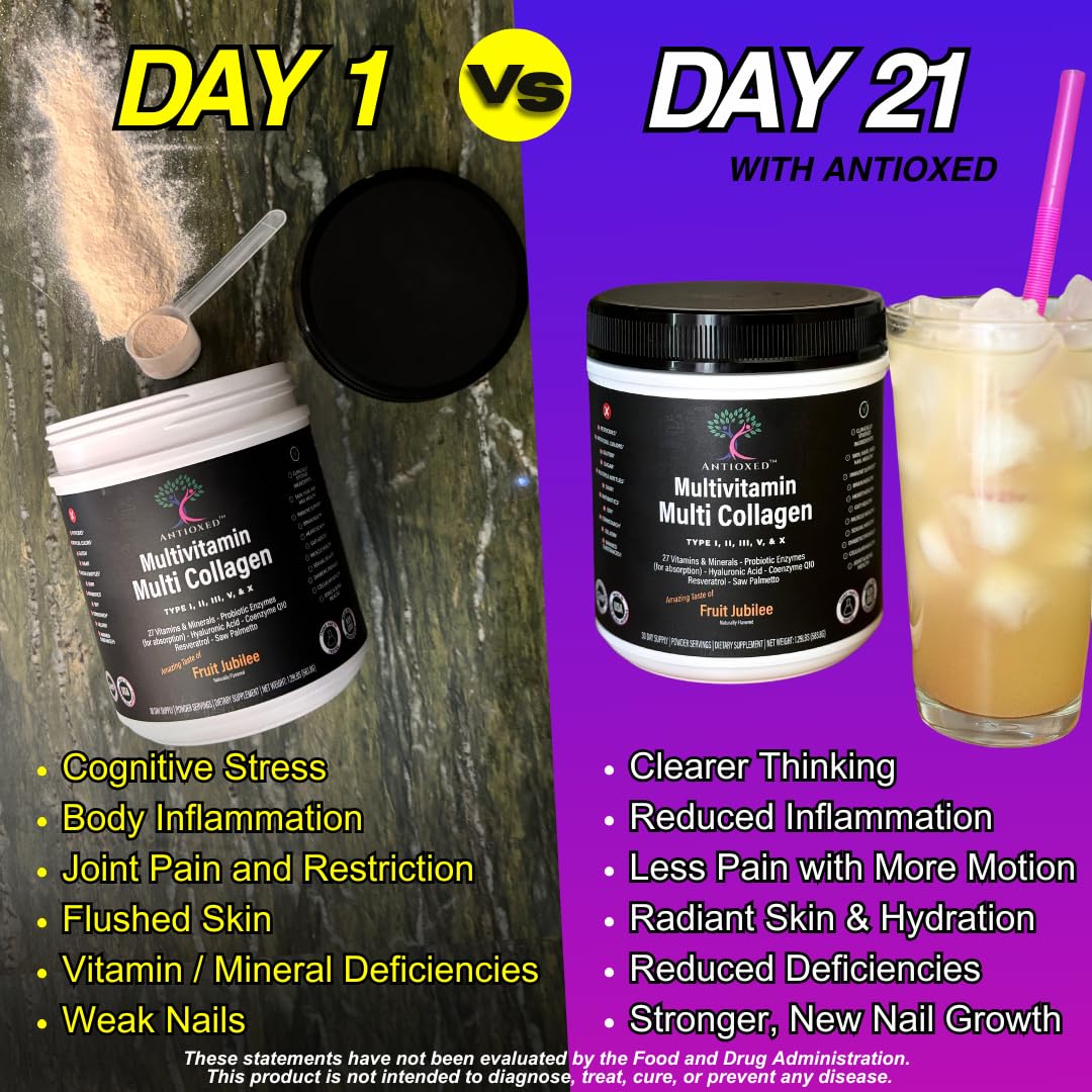 Comparativa día 1 y día 21 con Antioxed Multivitaminas MultiColágeno