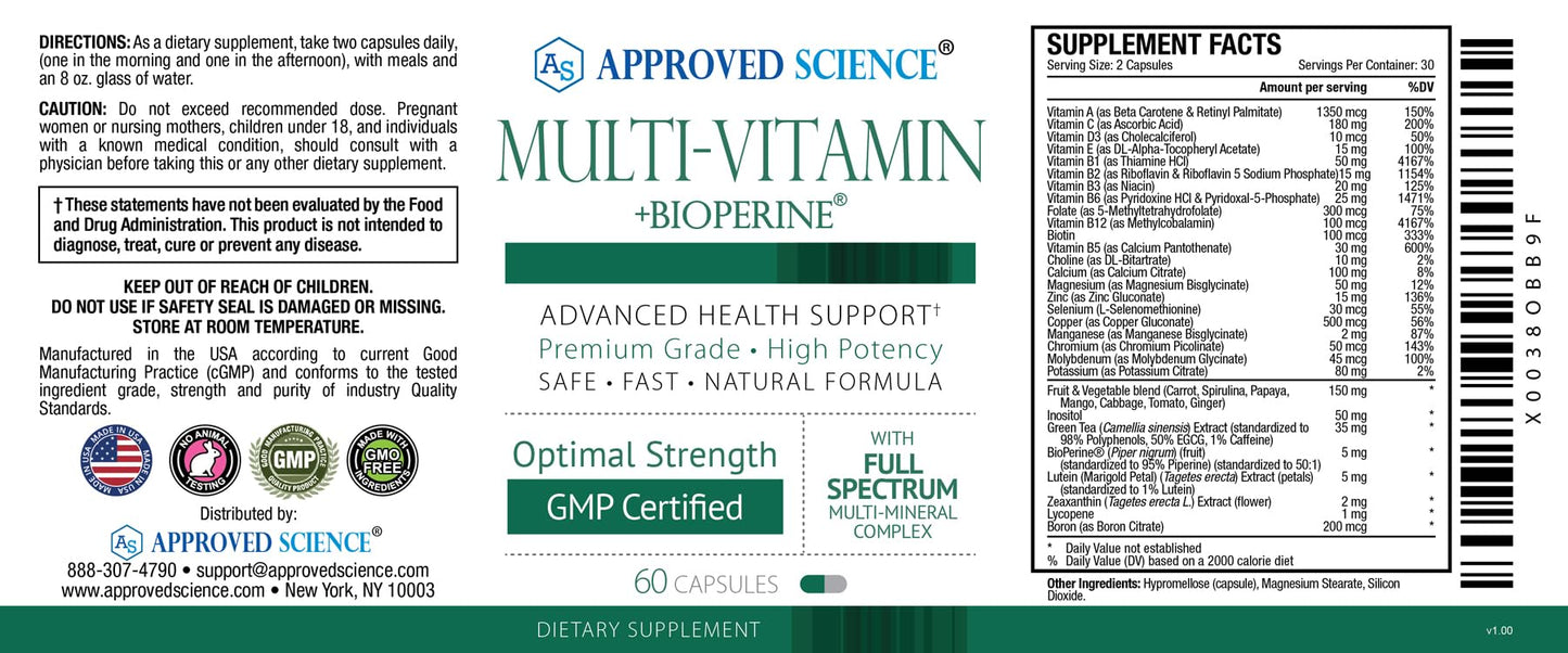 Complejo multimineral en multivitamina Approved Science.