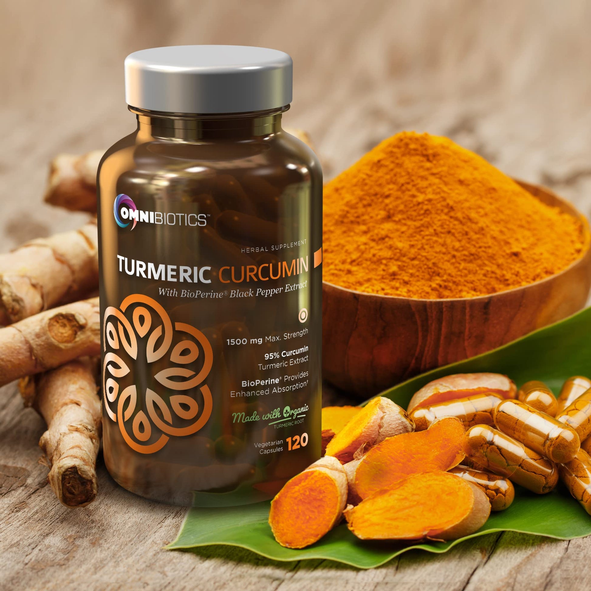 Complemento alimenticio OmniBiotics con mio-inositol y cúrcuma curcumina