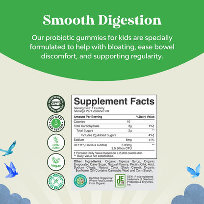 Complemento dietético para una digestión suave con gominolas probióticas.