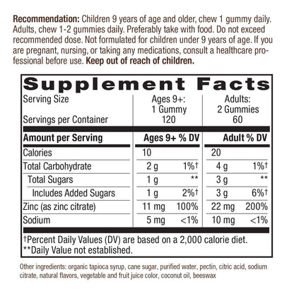 Complemento gomitas zinc vitamina D3 Nature's Way