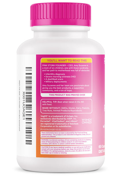 Complemento prenatal Pink Stork multivitamínico 60 cápsulas