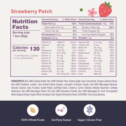 Complemento prenatal Tend barras orgánicas para nutrición maternal saludable