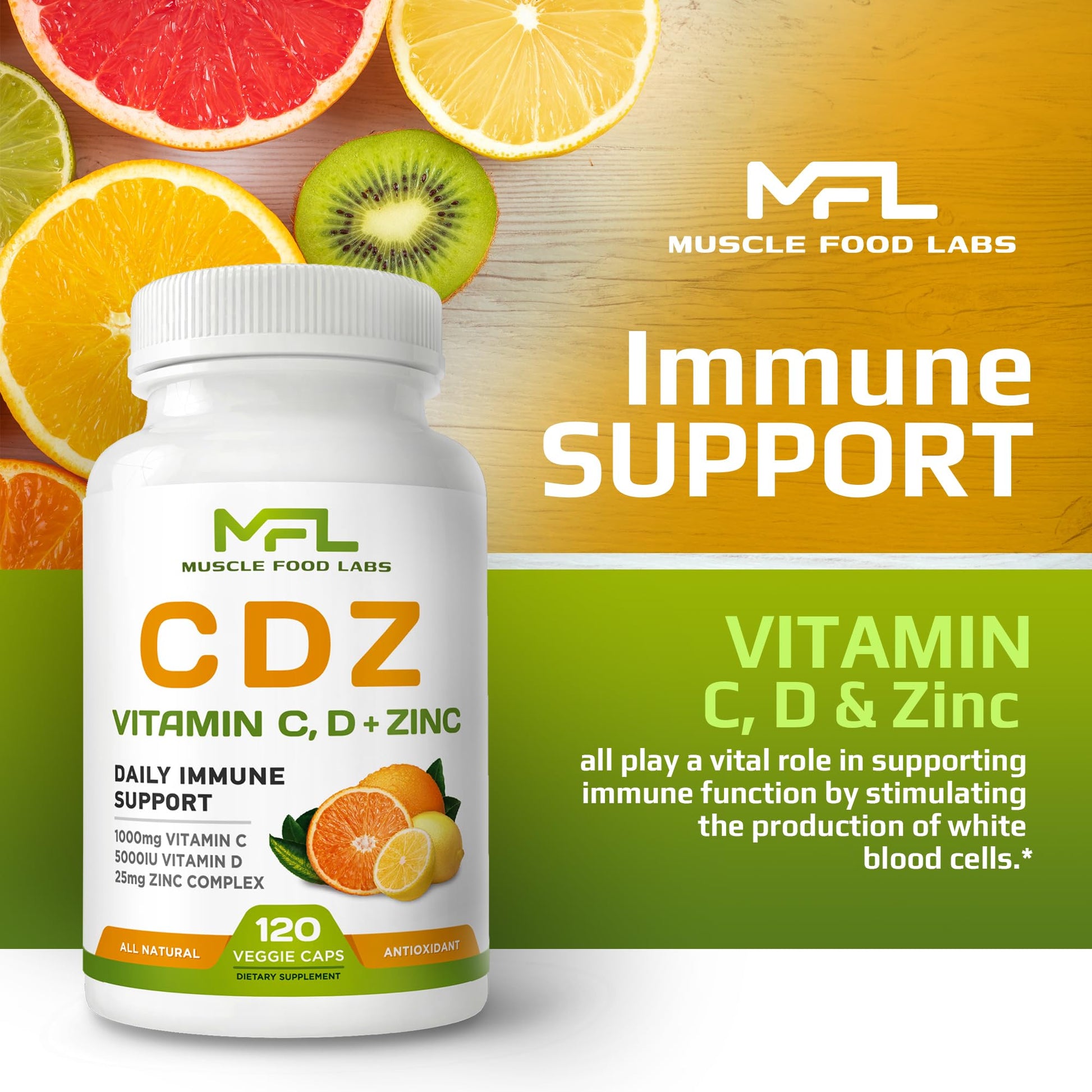 Complemento vitamínico Muscle Food Labs con vitamina C D3 zinc