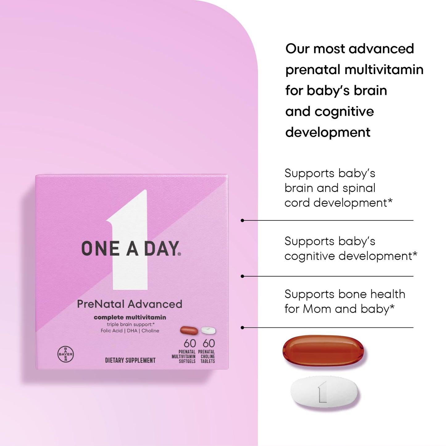 Componentes y beneficios ONE A DAY Prenatal Advanced