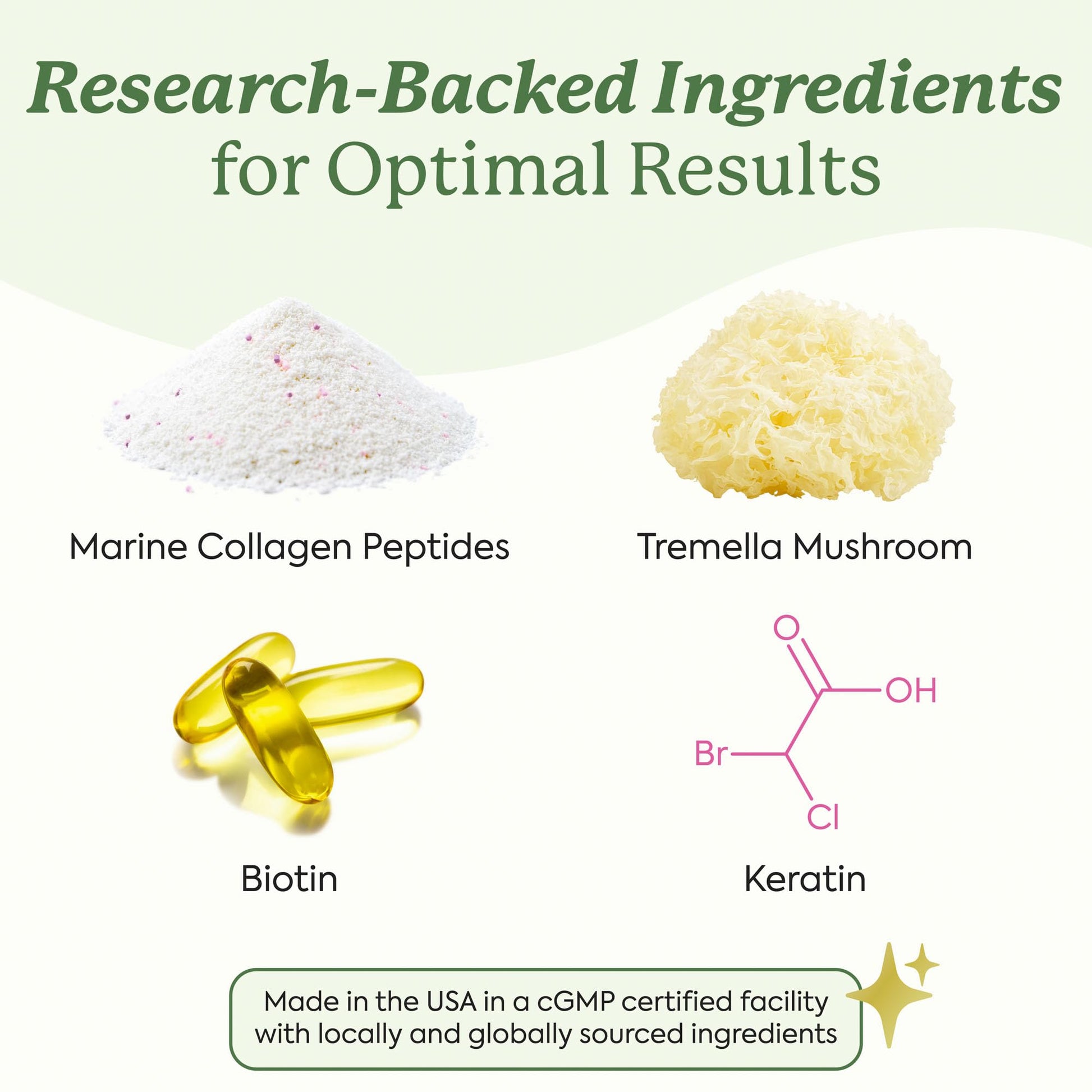 Componentes de gomitas para cabello sano y fuerte