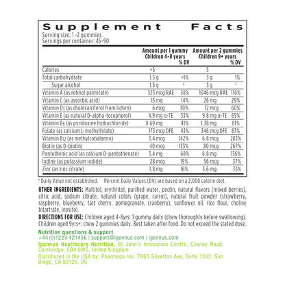 Componentes saludables en las gomas multivitamínicas Igennus