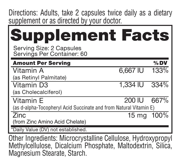 Componentes de suplemento nutricional Roex vitaminas y zinc