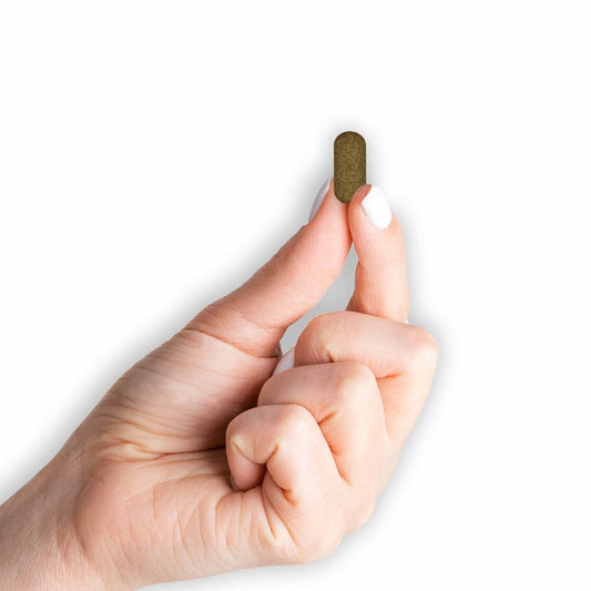 Comprimido de vitamina Megavite en mano